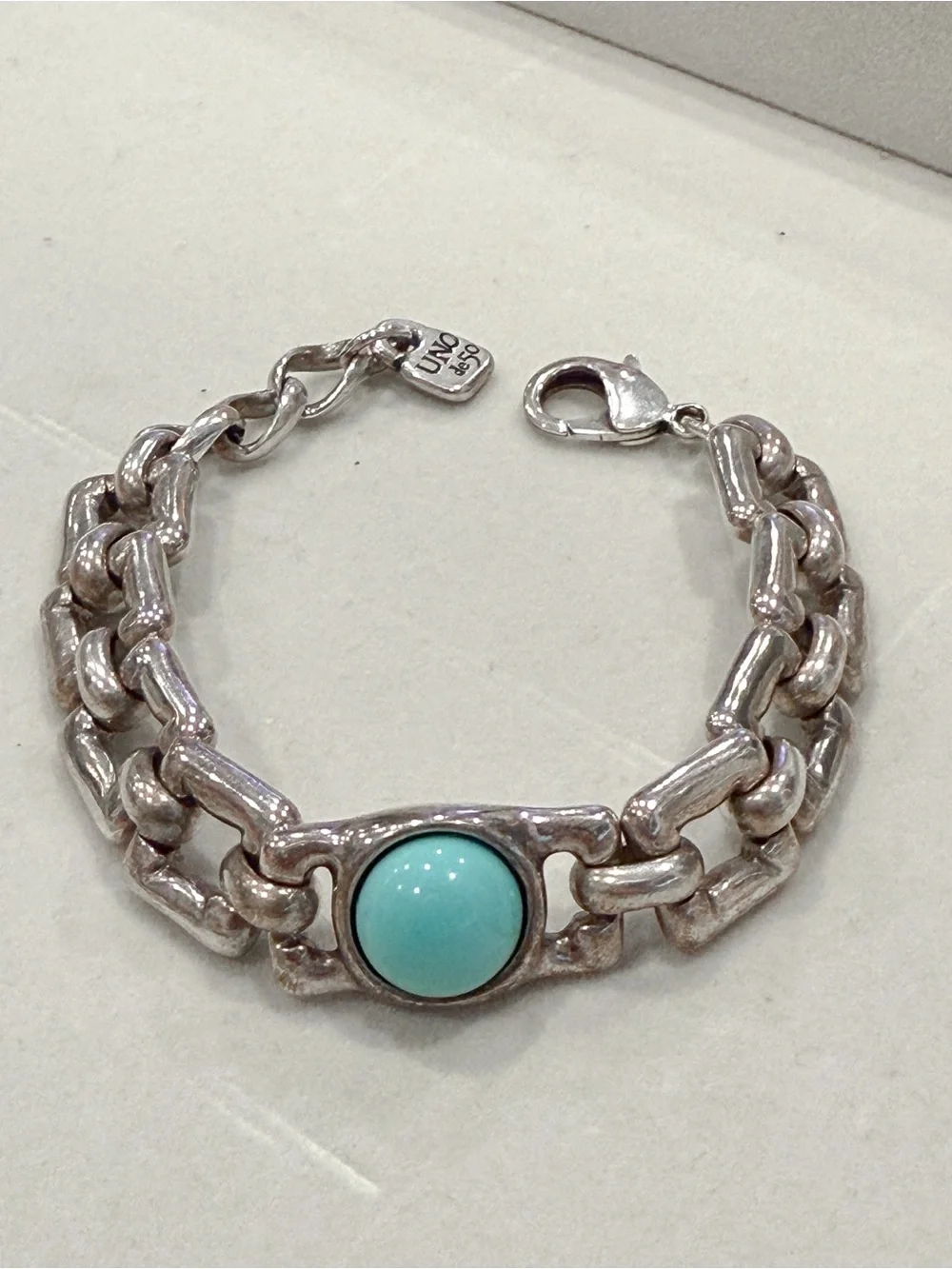 UNOde50 “Linda” Silver Turquoise Link Bracelet